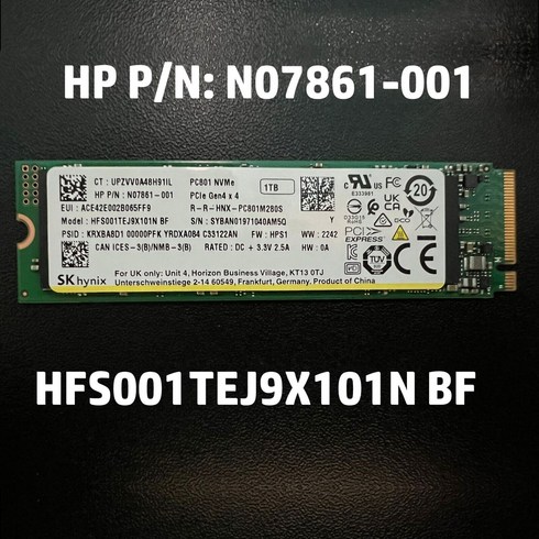 pc801 - XNEW PULLX SK Hynix PC801 1TB M.2 2280 PCIe 4x4 NVMe SSD Part HFS001TEJ9X101N 834645