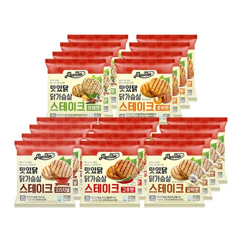 2023년 가성비 최고 맛있닭닭가슴살스테이크 - 맛있닭 닭가슴살 스테이크 혼합 100g, 20팩(5종 각4팩)