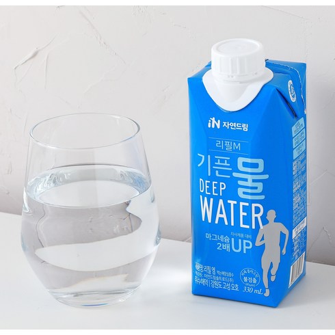 자연드림 종이팩 해양심층수 기픈물_리필엠_마그네슘 2배, 330ml, 18개