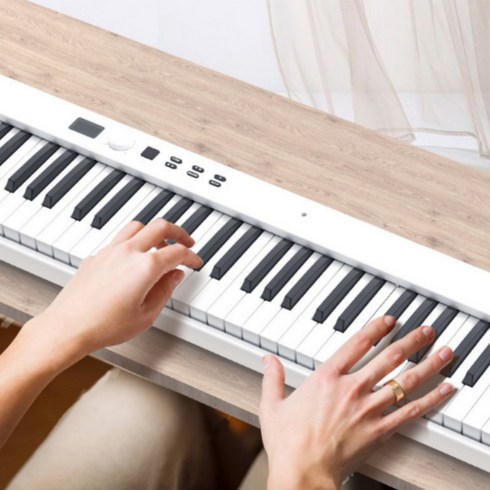 미스팜 88건반 접이식 디지털 피아노 전자 건반 입문용 키보드 휴대용 가정용 연습용 전기, 블랙