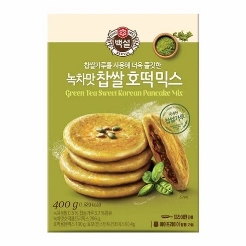 백설 녹차맛찹쌀호떡믹스 믹스호떡 호떡가루, 400g, 3개