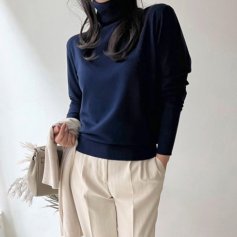 2023년 가성비 최고 폴라니트 - 네모엔룩 여성용 컬러풀베이직 비스코스 기본핏 데일리 폴라 니트 NL