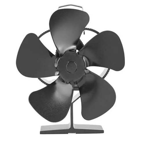5 개의 날이 달린 검은 난로 선풍기 열 구동 스토브 선풍기 배터리 또는 전기 필요 없음 장작 버너 에, 한개옵션0