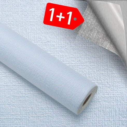 1+1 행사상품 쿠셔니 폼벽지 격자무늬 폭 50cm x 2.5m 풀없이 붙이는 스티커 접착식 실크벽지 곰팡이방지 오염방지 단열폼, 블루 1+1