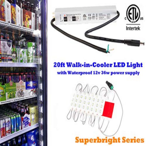 UL 인증 방수 전원 공급 장치가 있는 편의점 냉장고 머천다이저를 위한 20피트 냉장고 워크인 쿨러 LED 조명 20ft Fridge walk in cooler LED light, 1, Clear