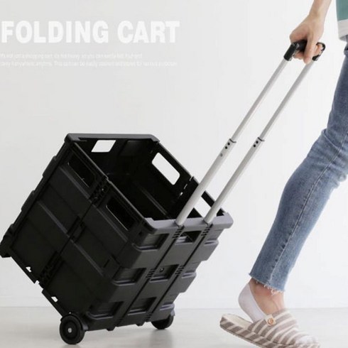 접이식 핸드카트 캠핑 시장 방바구니 폴딩 카트 40L uhs*851Yv, 블랙_ONESIZE, 본상품선택