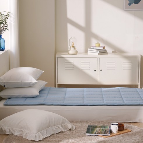 2023년 가성비 최고 잠웰매트 - 24년 한일 달잠 천연 100% 양모 인체감지 탄소매트 양모달잠 파스텔블루, 싱글 (110x200cm)