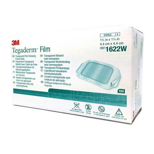 테가덤 - 3M 테가덤(Tegaderm)-1622(4.4x4.4cm) 100매습윤밴드 투명방수포 멸균 투명 필름 드레싱, 100개