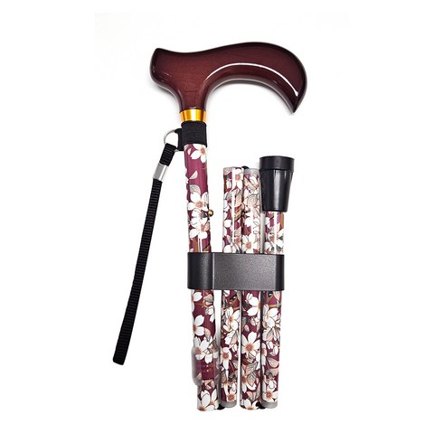 일본지팡이 - 홈케어 접이식 패션 지팡이, 브라운꽃무늬, 1개