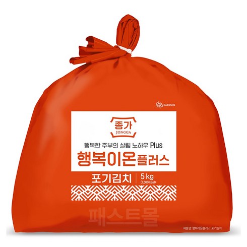 종가집행복이온포기김치10kg - 종가 행복이온 포기김치 플러스, 1개, 5kg