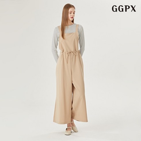 GGPX 와이드 루즈핏 허리 끈 롱 멜빵 점프수트 GOAOW015D