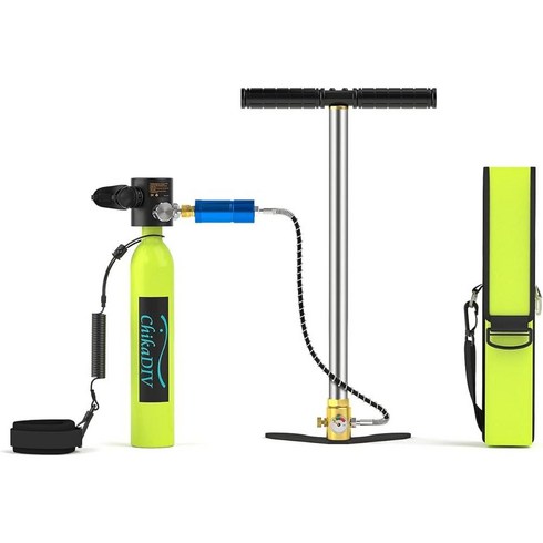 CHIKADIV C300plus C 세트 미니 스쿠버 다이빙 장비 휴대용 다이빙 장비 풍선 다이빙 실린더 스쿠버 탱크 리필 어댑터 업그레이드를 통한 비상 백업용 수중 12-15분, C300+C