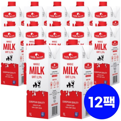 코함 믈레코 자연방목 멸균 우유, 12개, 1000ml