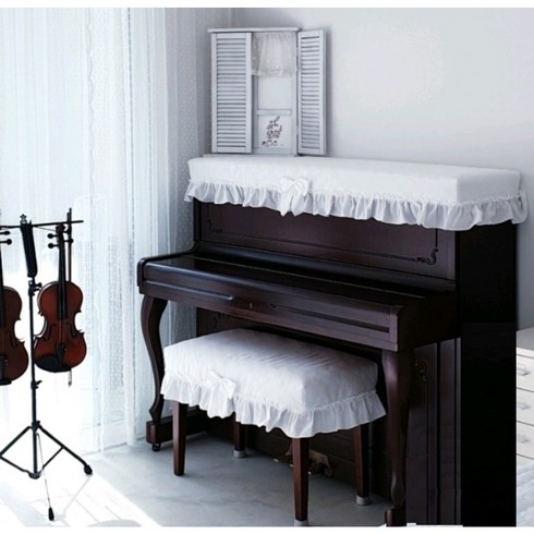 러블리하우스 피아노덮개+의자커버 맞춤제작, 워싱백아이보리색 덮게+의자