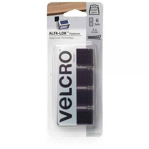 VELCRO Brand ALFA-Lok 7.6cm x 2.5cm(3 1인치) 스트립 익스트림 고정 장치 스냅 락 기술 [관부가세 포함가], 1 inch Squares, 6 Sets