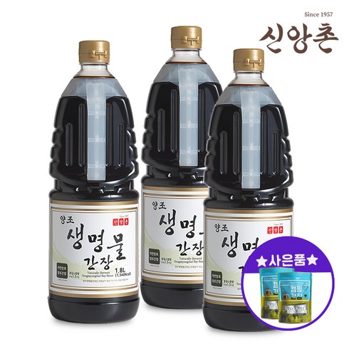 [신앙촌] 양조 생명물 간장 1.8L 3P 캠핑간장 2개증정, 5.4L, 1개