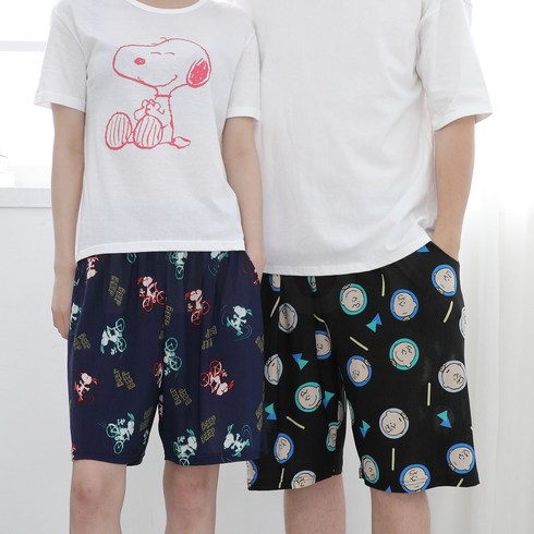 2023년 가성비 최고 냉장고 바지 잠옷 - 투와이 피너츠 찰리브라운 스누피 남녀공용 아이스 반바지 2장 세트 PB162S
