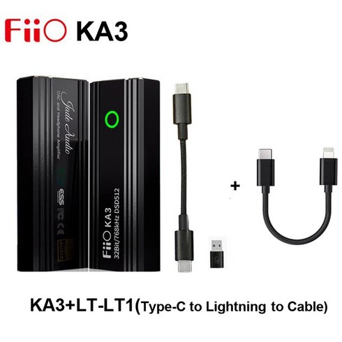 2024년 가성비 최고 FIIO KA3 - FiiO KA3 Portable USB DAC Headphone Amplifier ES9038Q2M DAC Chip 32Bit/768kHz DSD512 3.5/4.4mm Outpu, 02 KA3 LT Cable