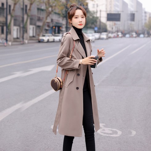 2023년 가성비 최고 여자트렌치코트 - ANYOU 여성용 가을 트렌치 코트 하프코트