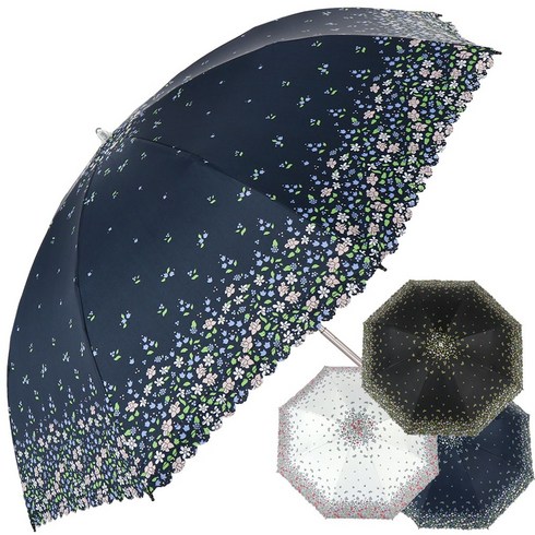  자외선 차단 99.9 암막 플라워 양우산 2종 세트 - 2단 암막양산 우양산 양우산 햇빛차단 자외선차단 기능성 UV 브랜드 가든 플라워 꽃 엄마 양산 우산 양산 겸용 선물용