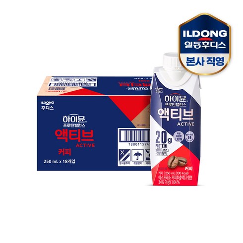 하이뮨 프로틴 밸런스 액티브 커피 250mlx18입 / 1박스, 4500ml, 1개