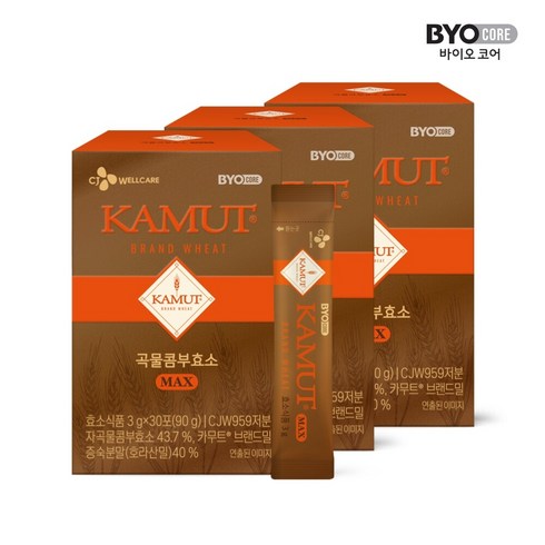 CJ 웰케어 CJ웰케어 바이오코어 카무트 곡물 콤부효소 MAX 3박스/3개월분, 단품, 90g