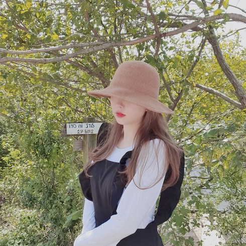 느와드코코 니트짜임 양모 와이드챙 벙거지 버킷햇 가을 겨울모자