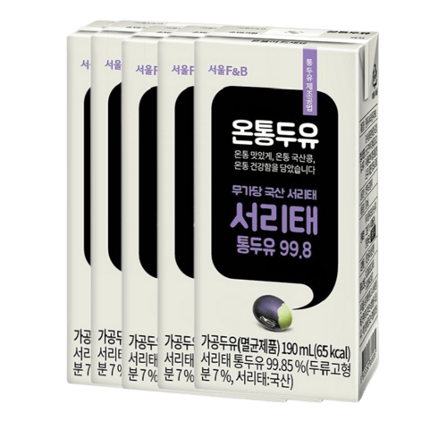 온통두유 서리태 대용량 99.8 통두유 국산콩 190ml x 80개, 온통두유99.8