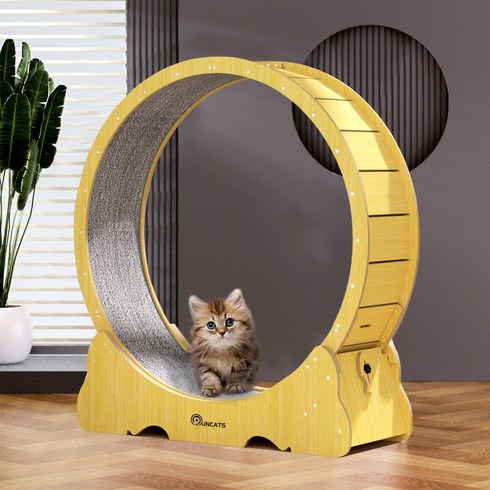 2023년 가성비 최고 캣휠 - Runcats런캐츠 캣휠 캣타워 캣워크 런닝머신 스크래쳐 고양이 실내 운동훈련 헬스기구 다양한 색상 사이즈 건강항생활을위한 최고의 고양이 선물, 원목색, S