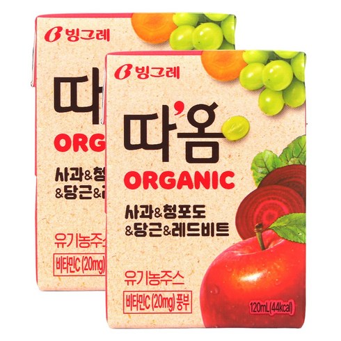 따옴 Organic 유기농 주스 사과&청포도&당근&레드비트 120ml x 24개