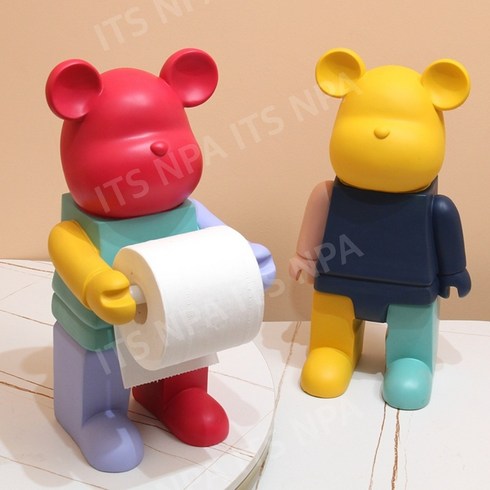 곰돌이휴지걸이 귀여운 컬러 두루마리 걸이 믹스 베어, 퓨어 핑크
