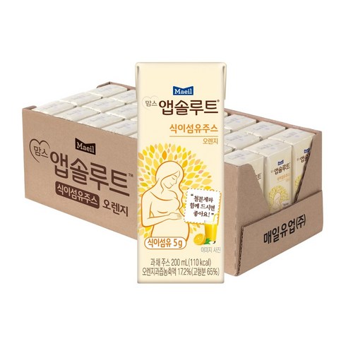 맘스 앱솔루트 식이섬유 주스 오렌지 200ml 24팩 임산부음료 산모용 예비맘, 24개