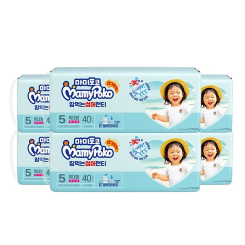 마미포코 땀먹는 팬티기저귀 5단계 특대형 40P 여아 2box, 6팩