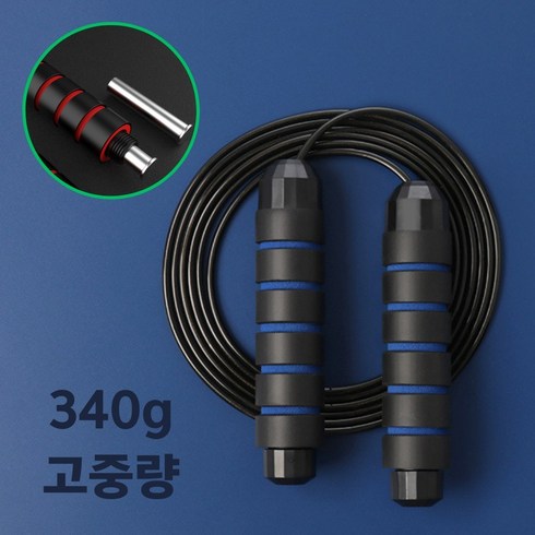 와이어줄넘기 - 핏네스트 고중량 줄꼬임방지 와이어 다이어트 줄넘기 340g, 블루 1Ea, 1개