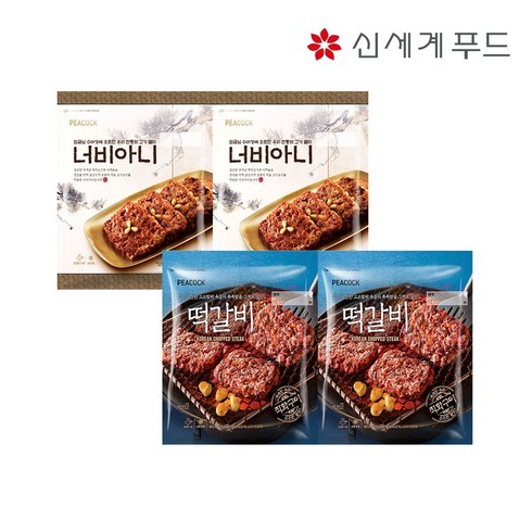 피코크떡갈비 - 피코크 떡갈비 2팩 + 너비아니 2팩, 4개, 550g
