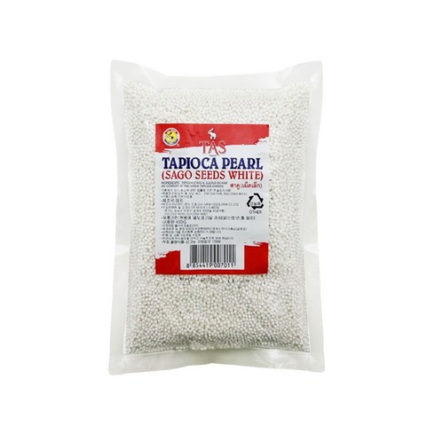 사고펄 - Sago Tapioca Pearl White 사고 타피오카 펄 화이트 400g, 1개