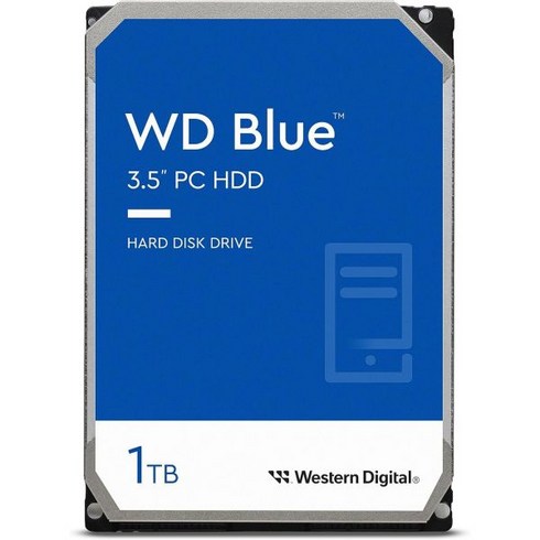 Western Digital 8TB WD 블루 PC 내장 하드 디스크 HDD | 5640RPM SATA 6Gb/초, 1TB