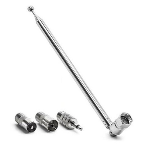 로드 안테나 3.5mm 어댑터 FM 라디오 안테나 교체 텔레스코픽 나사 F 유형 수 플러그 커넥터 AV 스테레오 수신기, 은