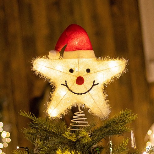 크리스마스 트리탑별 발광 장식품 조명별 led 트리별 골드별 산타별 다종류 오너먼트, A 25cm, 1개