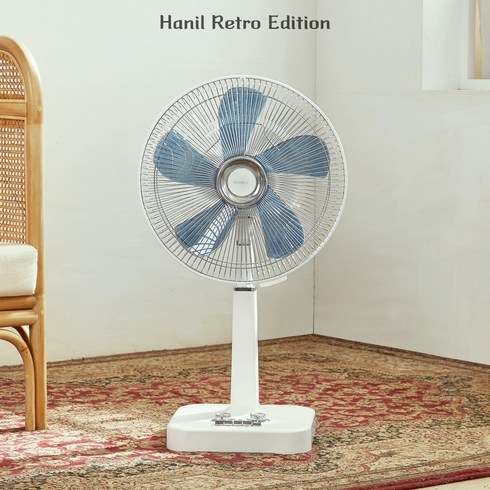 한일 35cm 기계식 레트로 스탠드 선풍기 REF-481 화이트 크롬, 단일상품(심플화이트+크롬가드)