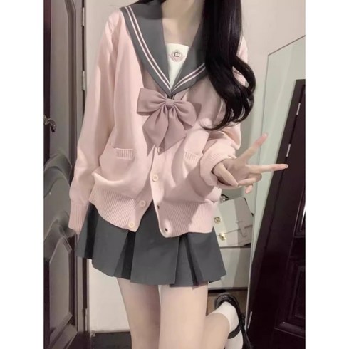 디토 교복 일본스타일 JK 가디건 초가을 일본스타일 니트 카디건