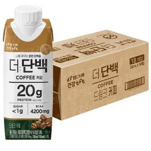 빙그레 더단백 드링크 커피 18p, 4500ml, 2개