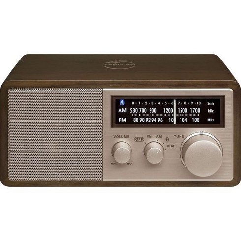 산진라디오 - 산진 라디오 WR-16SE AM/FM/Bluetooth/Aux-in/USB 전화 충전 45주년 스페셜 에디션 나무 캐비닛 (로즈 골드가 있는 다크 월넛), Cabinet Radio, Rose Gold/Dark Walnut, 다크 월넛