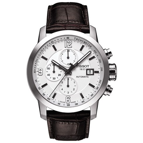 티쏘 PRC 200 오토매틱 크로노그래프 남자 가죽 손목시계 T055.427.16.017.00