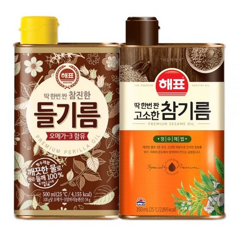 해표들기름 - [사조대림] 고소한참기름500ML x1개 +참진한들기름500ML x1개, 1세트