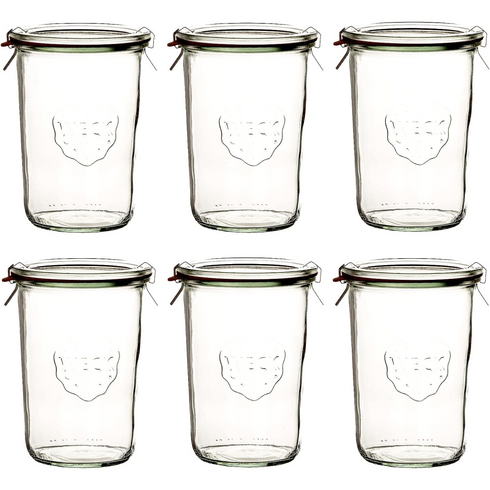 2023년 가성비 최고 웩유리용기 - 독일 웩 Weck 850ml 유리 밀봉 뚜껑 용기 6개 세트 딸기잼통