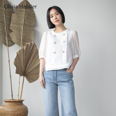 [올리비아하슬러] 버튼 포인트 텐셀 블라우스_OHCMBL203