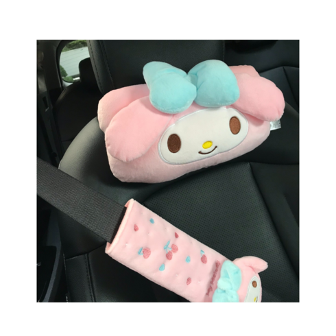 당일발송 산리오 차량목쿠션 등쿠션 안전벨트커버 내차꾸미기 마이멜로디 포차코 쿠로미 시나모롤, 1개