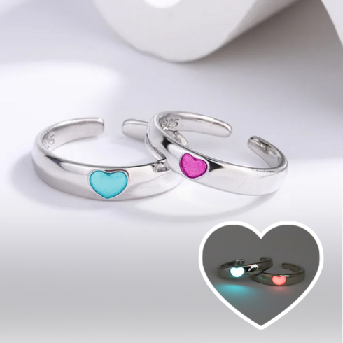 밤에도 빛나는 유니크한 커플 우정반지 블루+핑크 한세트 초리마켓