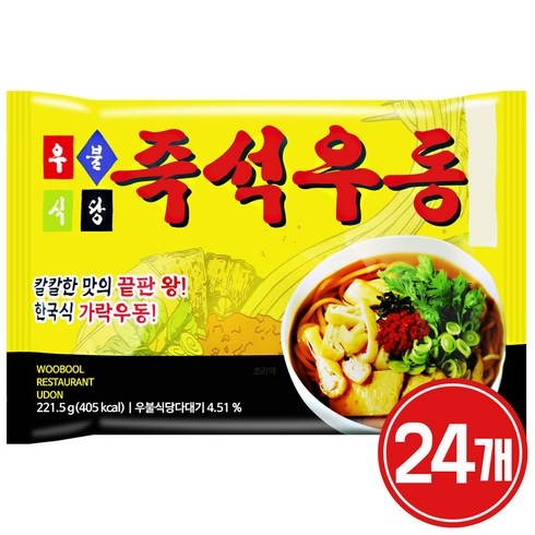 우불식당 즉석우동 봉지 라면, 24개, 221.5g